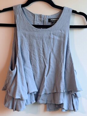 Hommage Los Angeles Blue Tiered Ruffle Tank Blouse Size Large